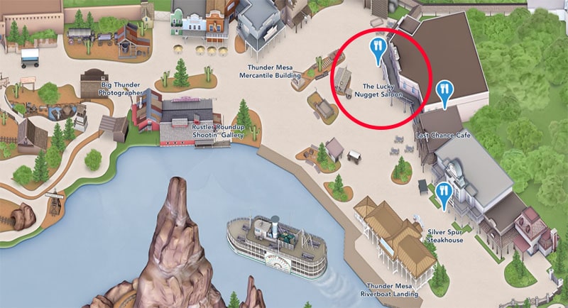 mappa del Lucky Nugget Saloon a Disneyland