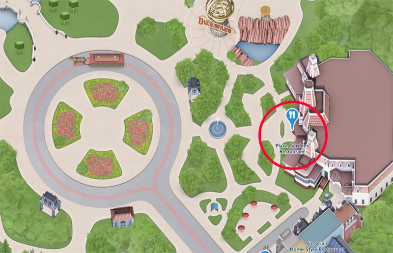 mapa del restaurante eurodisney plaza garden