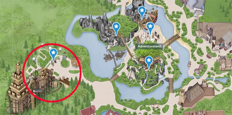 location of the entrance to Indiana Jones and the Temple of Peril