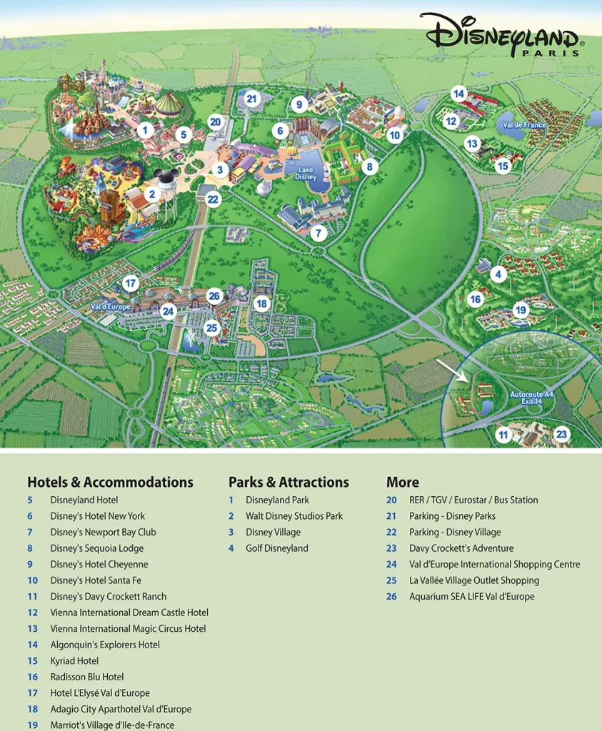 carte du complexe de Disneyland Paris