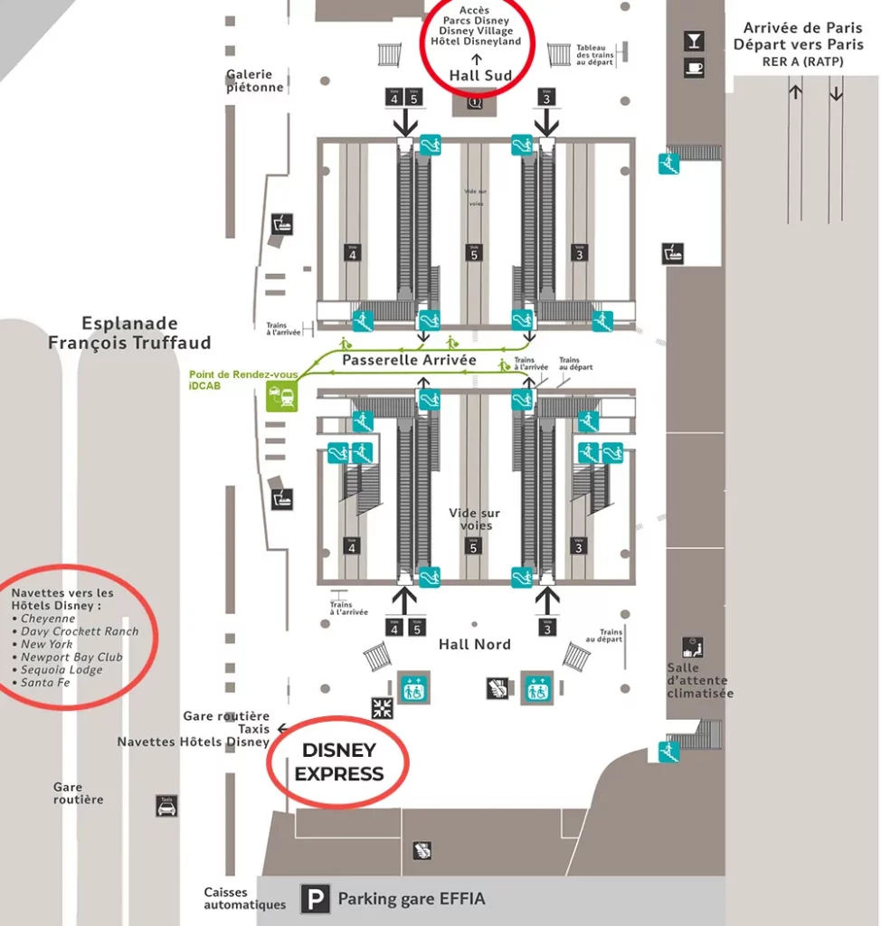 Plan et informations - Gare Disneyland Paris